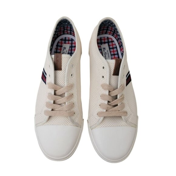 Ben Sherman MADISON Oxford Perforated Beige Lace Up Sneakers Men's Size 9.5 - Picture 2 of 9